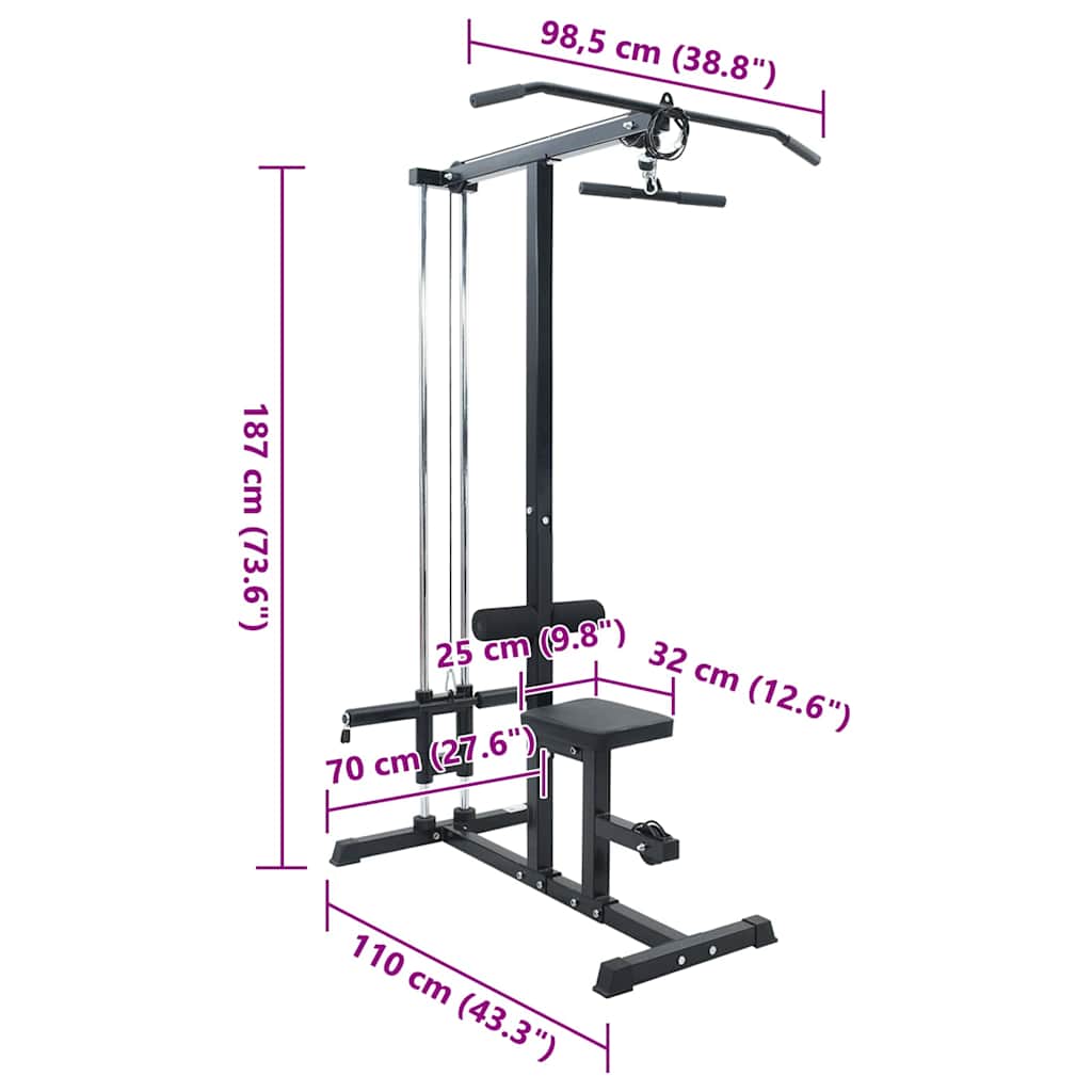 Lat Pulldown Machine Met Verstelbare Stoel - 80 Kg Laadvermogen Van Staal