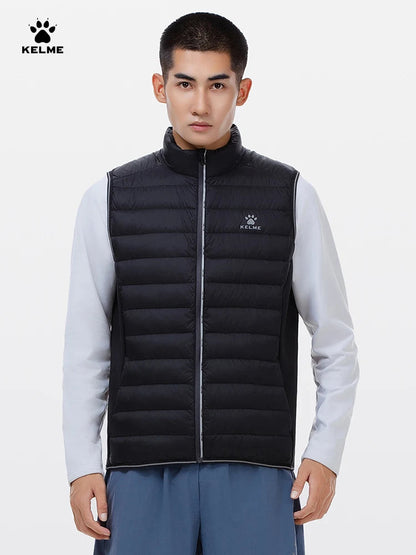 Kelme Down Running Vest Men's Winter Edition Stand Up Collar Lightweight Fitness Shoulder Sports Coat Windproof And Warm Vest AllFourSports
