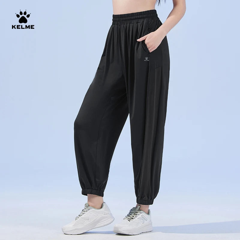 Kelme Women's Sunscreen Ice Silk Sports Pants Quick-drying Outdoor Cool Hiking Yoga Pants Camping Mountaineering Trousers AllFourSports