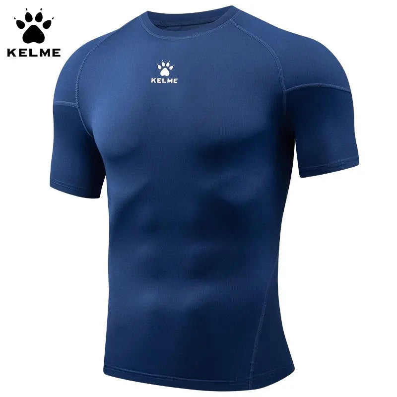Kelme Men's Fitness T-shirt High Elastic Breathable Tights Round Neck Training Short Sleeves Outdoor Hiking Camping Tops AllFourSports