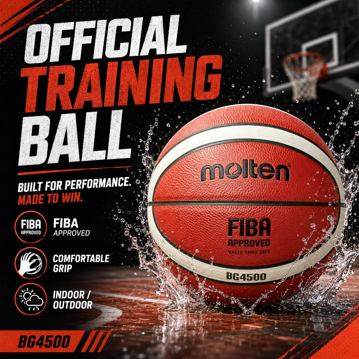 Molten BG4500 Basketball - Size 7 - Indoor and Outdoor Training Ball - Durable and Gripping Basketball AllFourSports