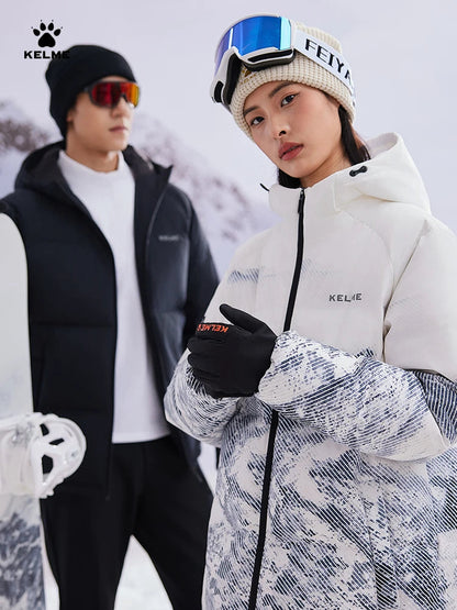 Kelme Short Down Jacket Men's Autumn And Winter Hooded Couple Warm Cotton Jacket Fashionable Outdoor Sports Thick Down Jacket AllFourSports