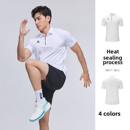 Kelme Men's Polo Shirt Lapel Hiking Sports T-shirt Breathable Casual Business Short-sleeved Outdoor Camping Top AllFourSports