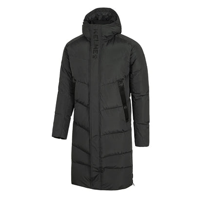 KELME Winter Down Jacket Mens Silver Color Hooded Long  90% White Duck Down Hiking Camping Warm Windproof Sports Coat 8061YR1002 AllFourSports