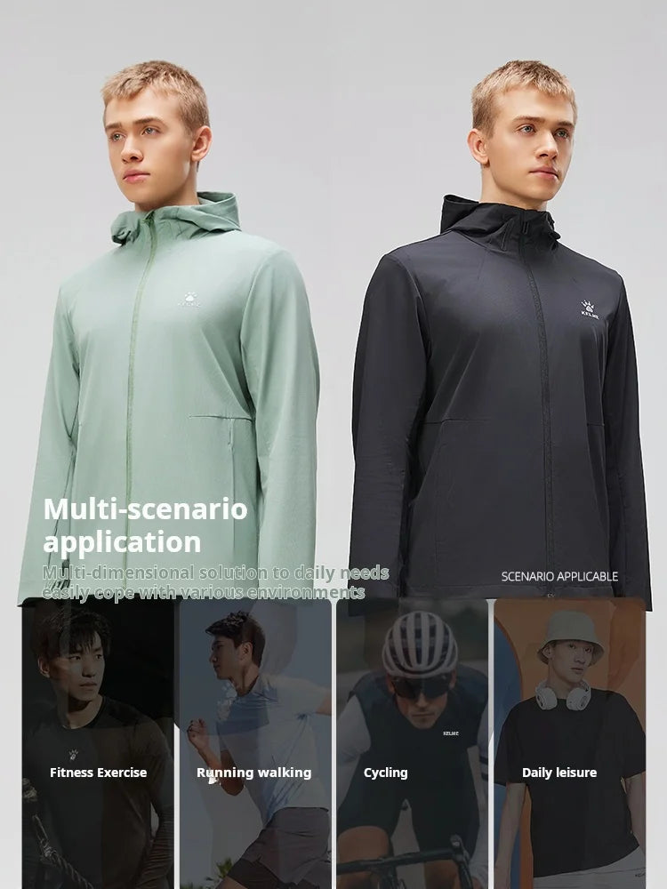 Kelme Men's Camping Sports Windbreaker Outdoor Hiking Hooded Clothing Windproof Mountaineering Jacket Camping Jacket AllFourSports