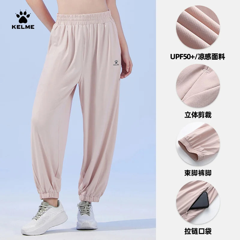 Kelme Women's Sunscreen Ice Silk Sports Pants Quick-drying Outdoor Cool Hiking Yoga Pants Camping Mountaineering Trousers AllFourSports