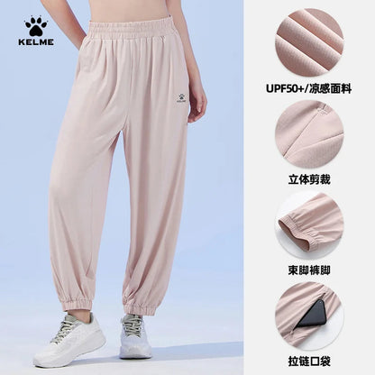 Kelme Women's Sunscreen Ice Silk Sports Pants Quick-drying Outdoor Cool Hiking Yoga Pants Camping Mountaineering Trousers AllFourSports