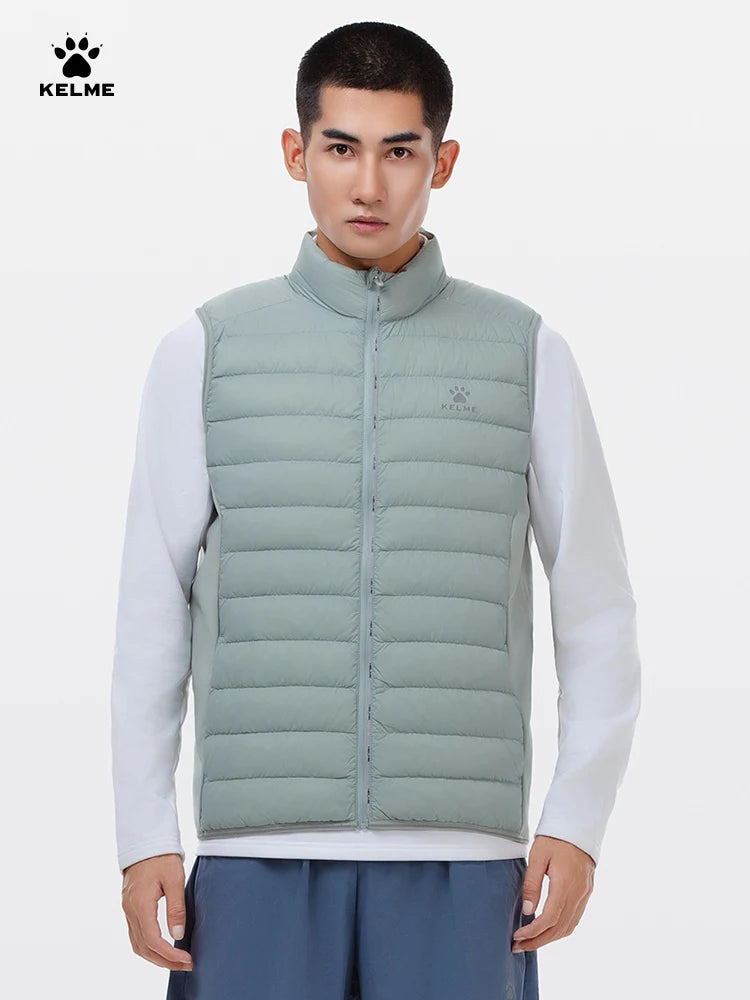 Kelme Down Running Vest Men's Winter Edition Stand Up Collar Lightweight Fitness Shoulder Sports Coat Windproof And Warm Vest AllFourSports
