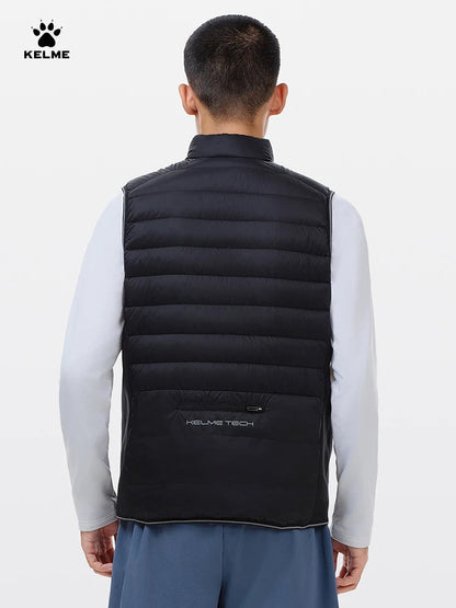 Kelme Down Running Vest Men's Winter Edition Stand Up Collar Lightweight Fitness Shoulder Sports Coat Windproof And Warm Vest AllFourSports