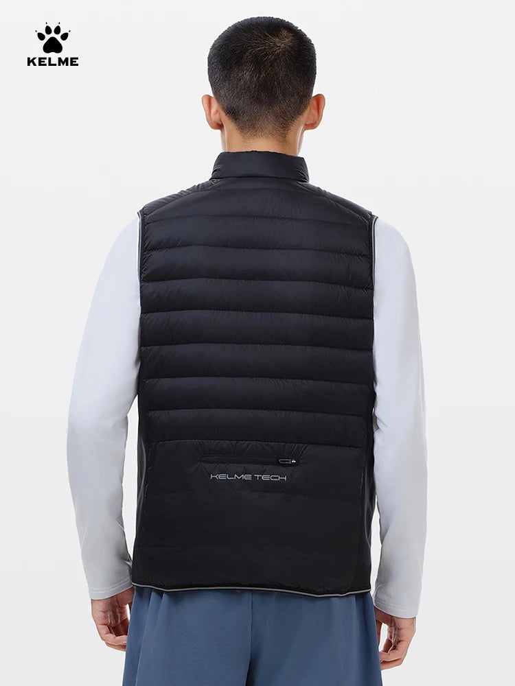 Kelme Down Running Vest Men's Winter Edition Stand Up Collar Lightweight Fitness Shoulder Sports Coat Windproof And Warm Vest AllFourSports
