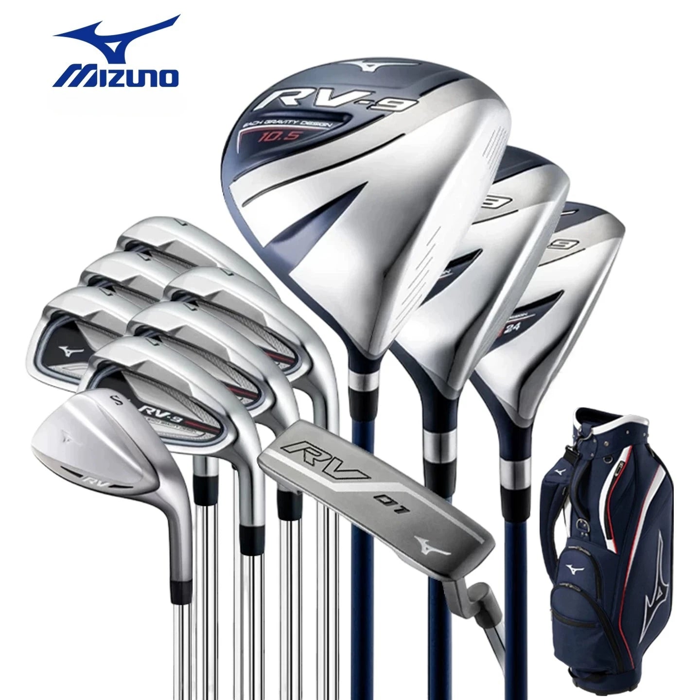 New Mizuno RV-9 Mens Golf Clubs Set Beginner Mid Handicap High Forgiving Long Range Clubs Full Package with Carry Golf Bag AllFourSports