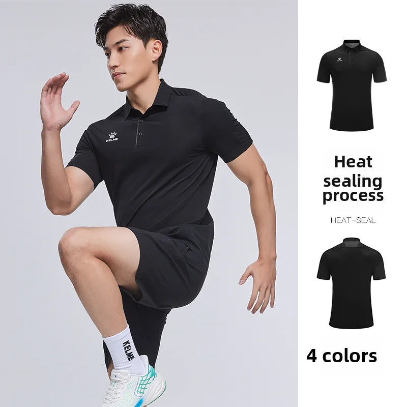 Kelme Men's Polo Shirt Lapel Hiking Sports T-shirt Breathable Casual Business Short-sleeved Outdoor Camping Top AllFourSports