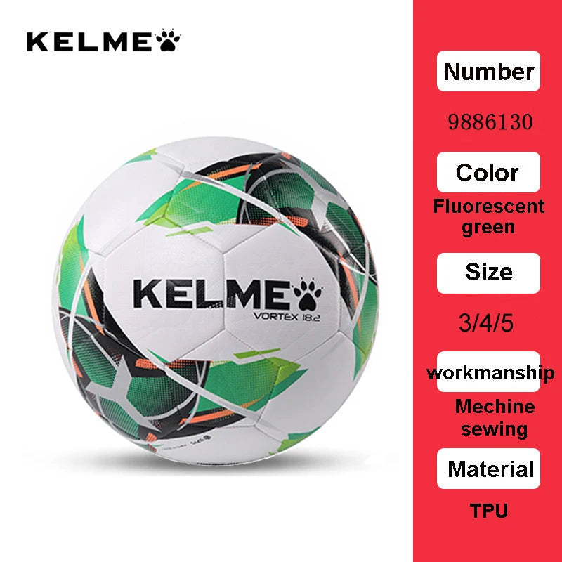 KELME Professional Football Soccer Ball TPU Size 3 Size 4 Size 5 Red Green Goal Team Match Training Balls Machine Sewing 9886130 AllFourSports