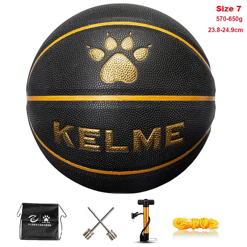 KELME Man Basketball PU Materia Team Sports Match Training Basketball Indoor and Outdoor Wear-resistant High Quality Ball size 7 AllFourSports