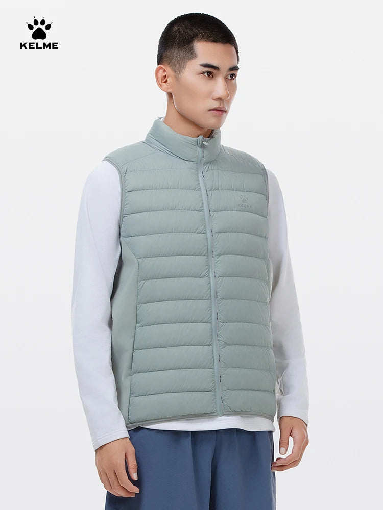 Kelme Down Running Vest Men's Winter Edition Stand Up Collar Lightweight Fitness Shoulder Sports Coat Windproof And Warm Vest AllFourSports