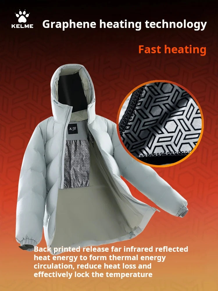 Kelme Sports Cotton Jacket Men's Winter 2024 New Style Bread Jacket Hooded Windproof Jacket Thickened Warm Cotton Jacket AllFourSports