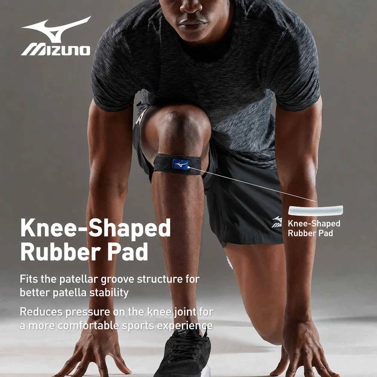 Mizuno Patella Knee Strap Adjustable Patella Knee Strap Shockproof Knee Support Brace for Daily Sports Running Basketball AllFourSports