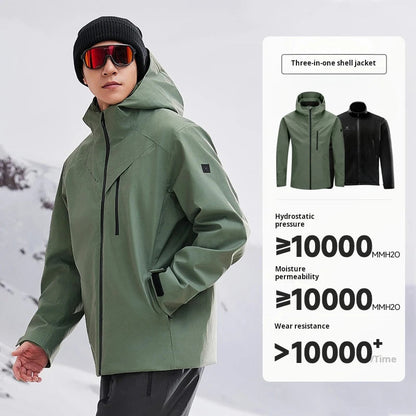 Kelme 3-in-1 Assault Suit Men's Waterproof Mountaineering Suit Outdoor Camping Windproof And Warm Hiking Jacket AllFourSports