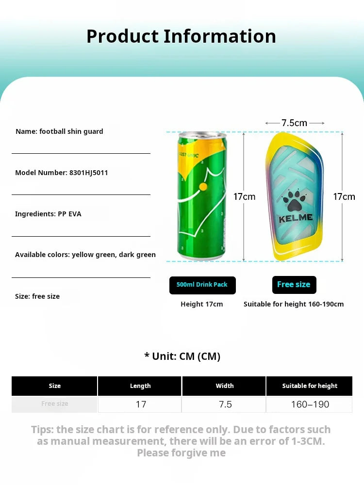 KELME Soccer leg guard small board male adult sports protective gear primary school football leg guard insert board AllFourSports