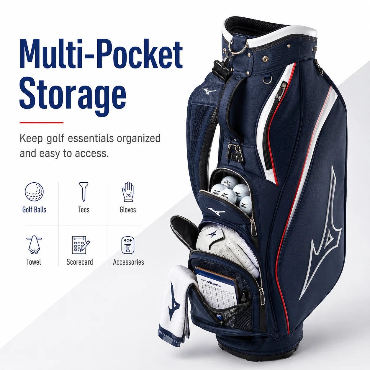 Mizuno Men's Golf Bag NX6 Series 2026 Professional Lightweight Men Golf Club Bags Durable Waterproof High Capacity Caddy Bag AllFourSports