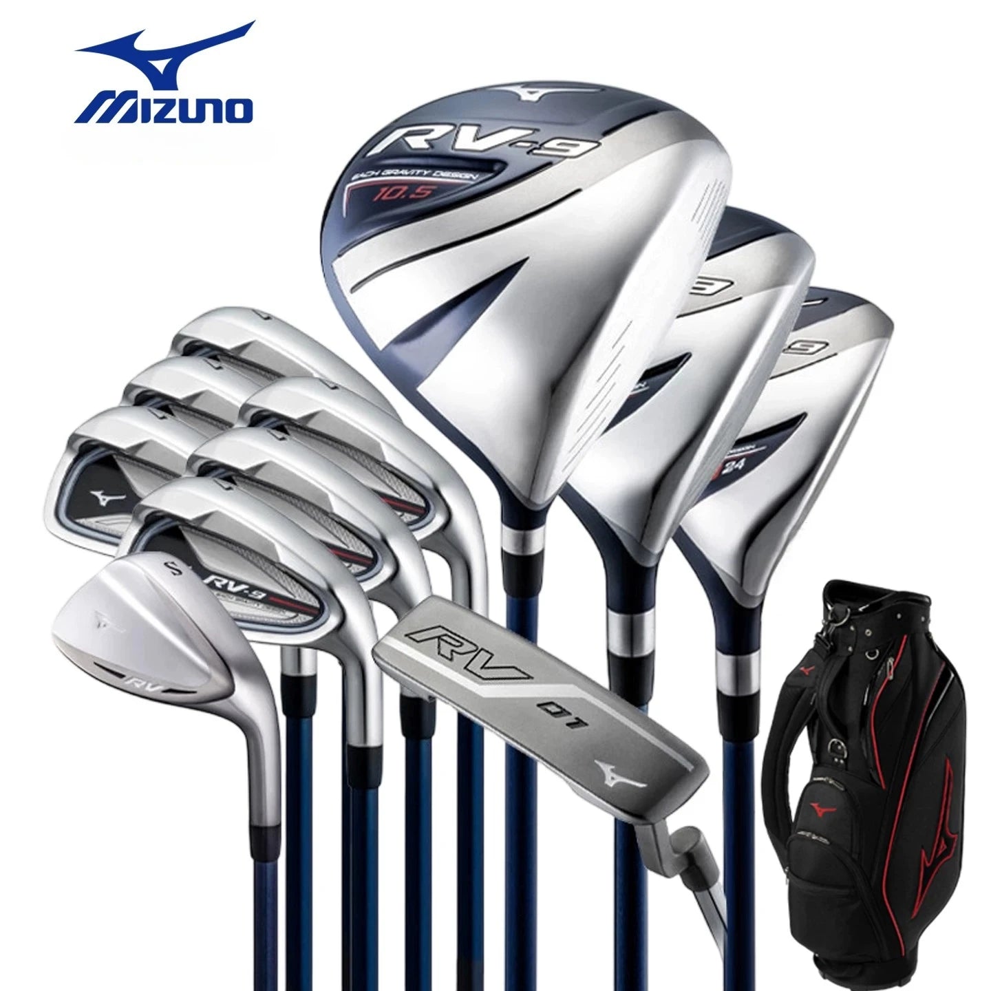 New Mizuno RV-9 Mens Golf Clubs Set Beginner Mid Handicap High Forgiving Long Range Clubs Full Package with Carry Golf Bag AllFourSports