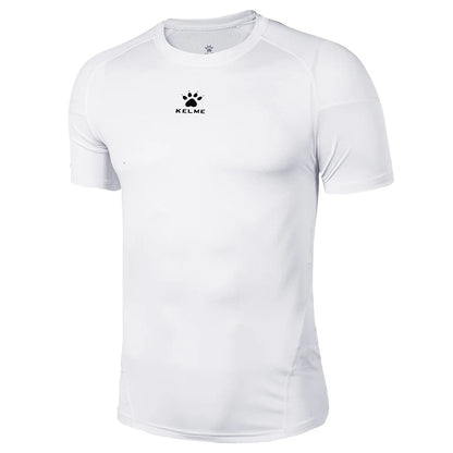 Kelme Men's Fitness T-shirt High Elastic Breathable Tights Round Neck Training Short Sleeves Outdoor Hiking Camping Tops AllFourSports