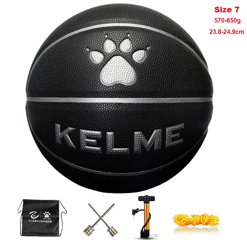 KELME Man Basketball PU Materia Team Sports Match Training Basketball Indoor and Outdoor Wear-resistant High Quality Ball size 7 AllFourSports