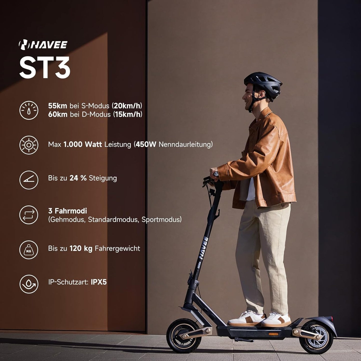 NAVEE ST3 E-Scooter ABE Zertifiziert|  3 Jahre Garantie-Patentierte Damping Arm™ Federung|450W 60KM NAVEE DE