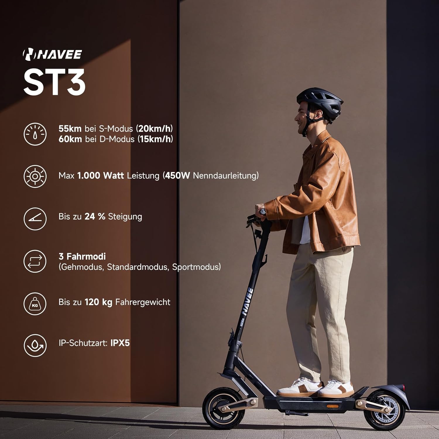 NAVEE ST3 E-Scooter ABE Zertifiziert|  3 Jahre Garantie-Patentierte Damping Arm™ Federung|450W 60KM NAVEE DE