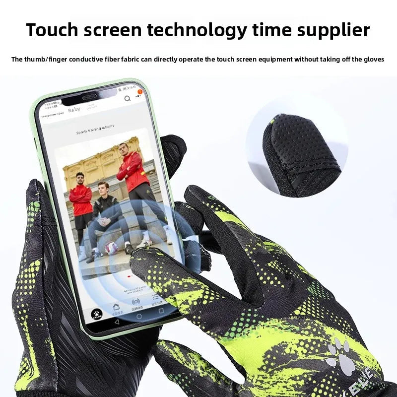 Kelme Camping Climbing Gloves Warm Winter Plus Velvet Cycling Gloves Football Training Touch Screen Cold Protection Gloves AllFourSports