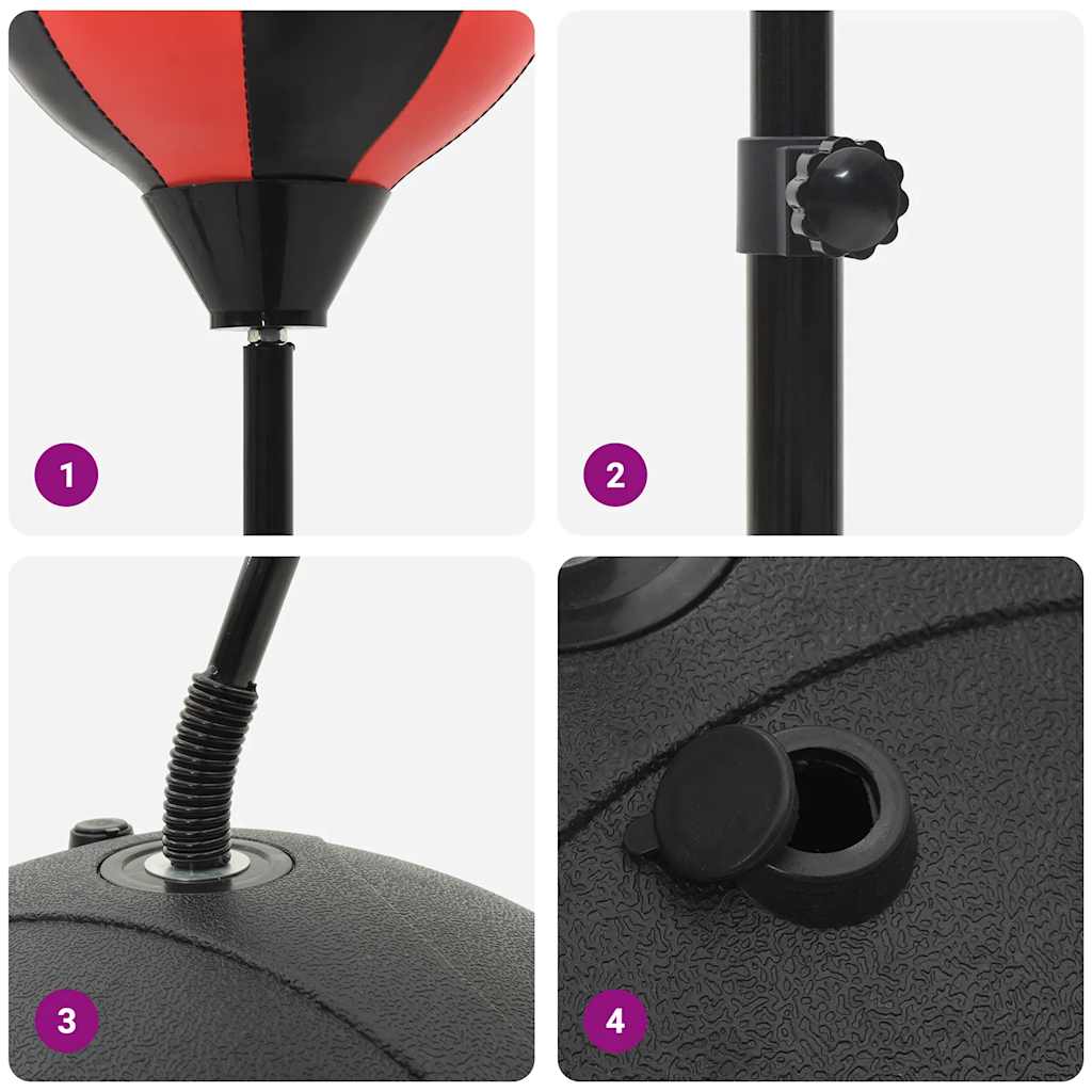 Boksballenset Met Handschoenen En Pomp Verstelbaar 81-122 Cm Rood