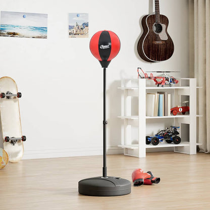 Boksballenset Met Handschoenen En Pomp Verstelbaar 81-122 Cm Rood