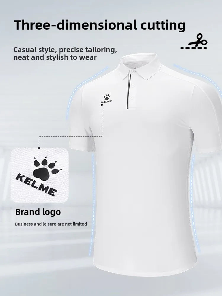 Kelme Men's Polo Shirt Lapel Hiking Sports T-shirt Breathable Casual Business Short-sleeved Outdoor Camping Top AllFourSports