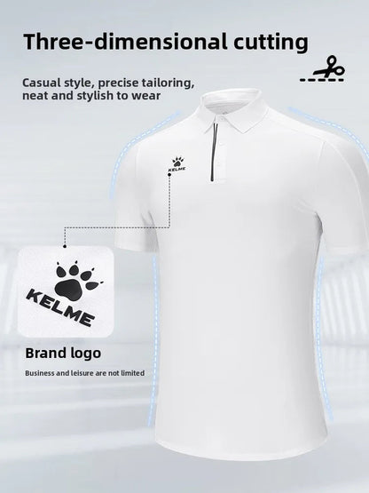 Kelme Men's Polo Shirt Lapel Hiking Sports T-shirt Breathable Casual Business Short-sleeved Outdoor Camping Top AllFourSports