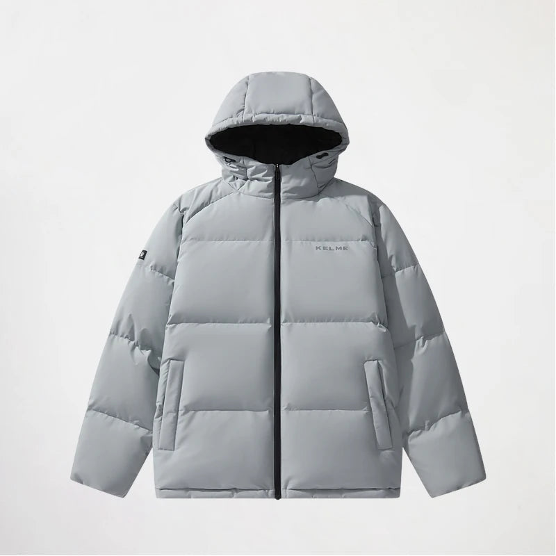 Kelme Short Down Jacket Men's Autumn And Winter Hooded Couple Warm Cotton Jacket Fashionable Outdoor Sports Thick Down Jacket AllFourSports