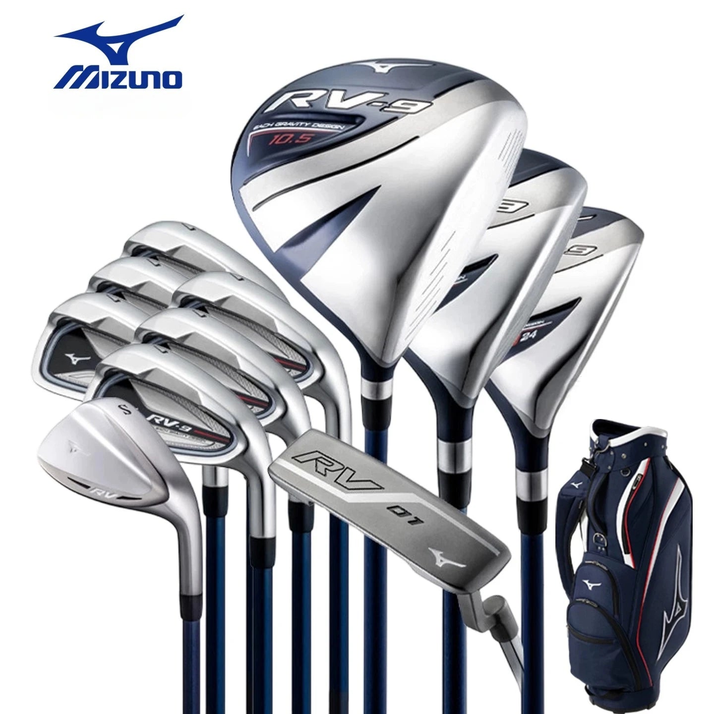 New Mizuno RV-9 Mens Golf Clubs Set Beginner Mid Handicap High Forgiving Long Range Clubs Full Package with Carry Golf Bag AllFourSports