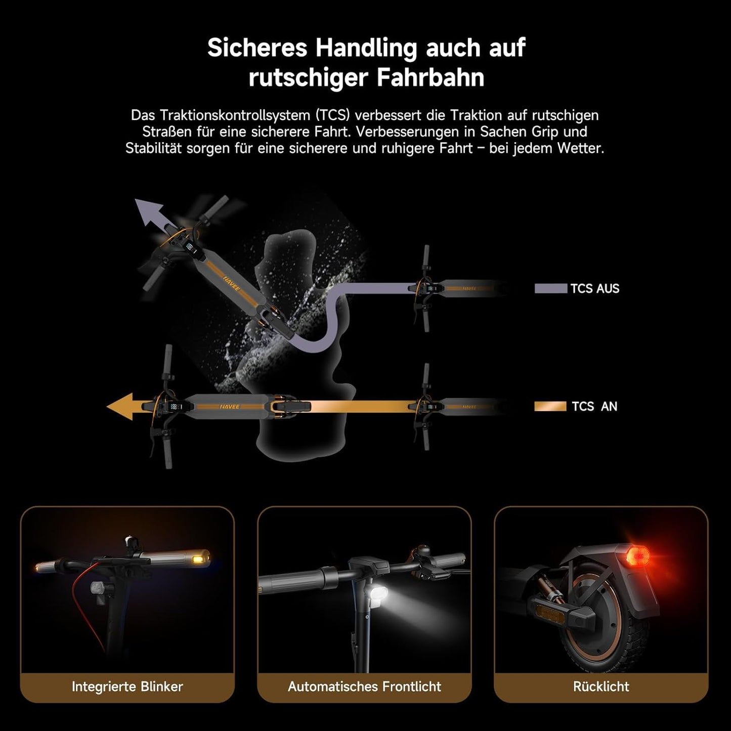 NAVEE GT3 E-Scooter mit Straßenzulassung 50 km Reichweite | Vierfach-Federung NAVEE DE
