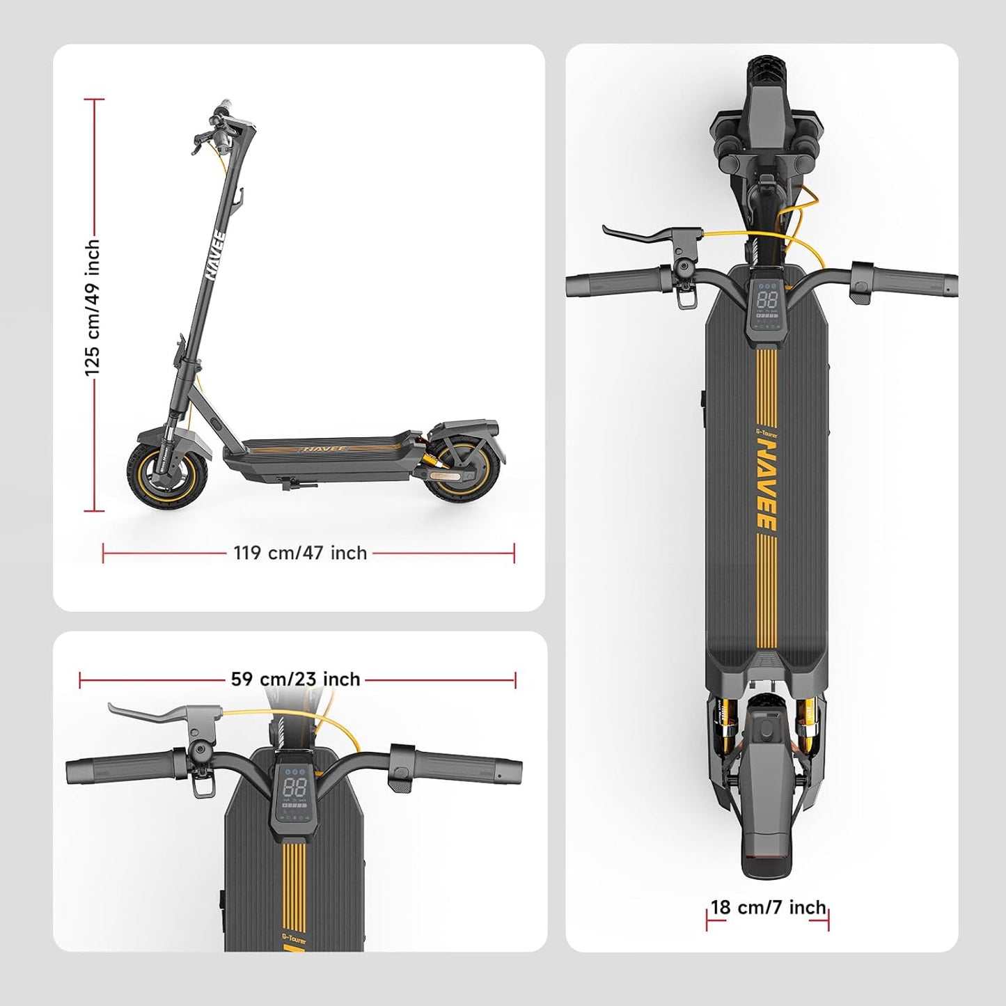 NAVEE GT3 E-Scooter mit Straßenzulassung 50 km Reichweite | Vierfach-Federung NAVEE DE