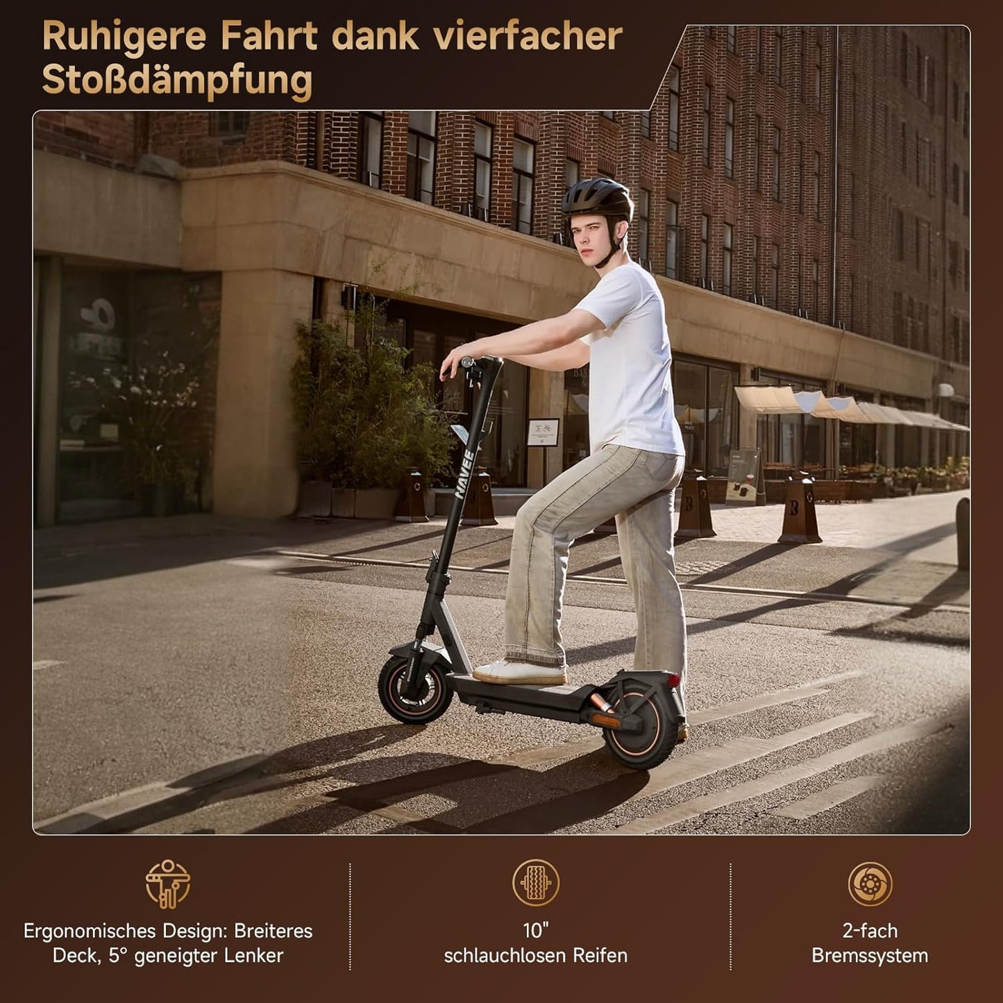 NAVEE GT3 E-Scooter mit Straßenzulassung 50 km Reichweite | Vierfach-Federung NAVEE DE