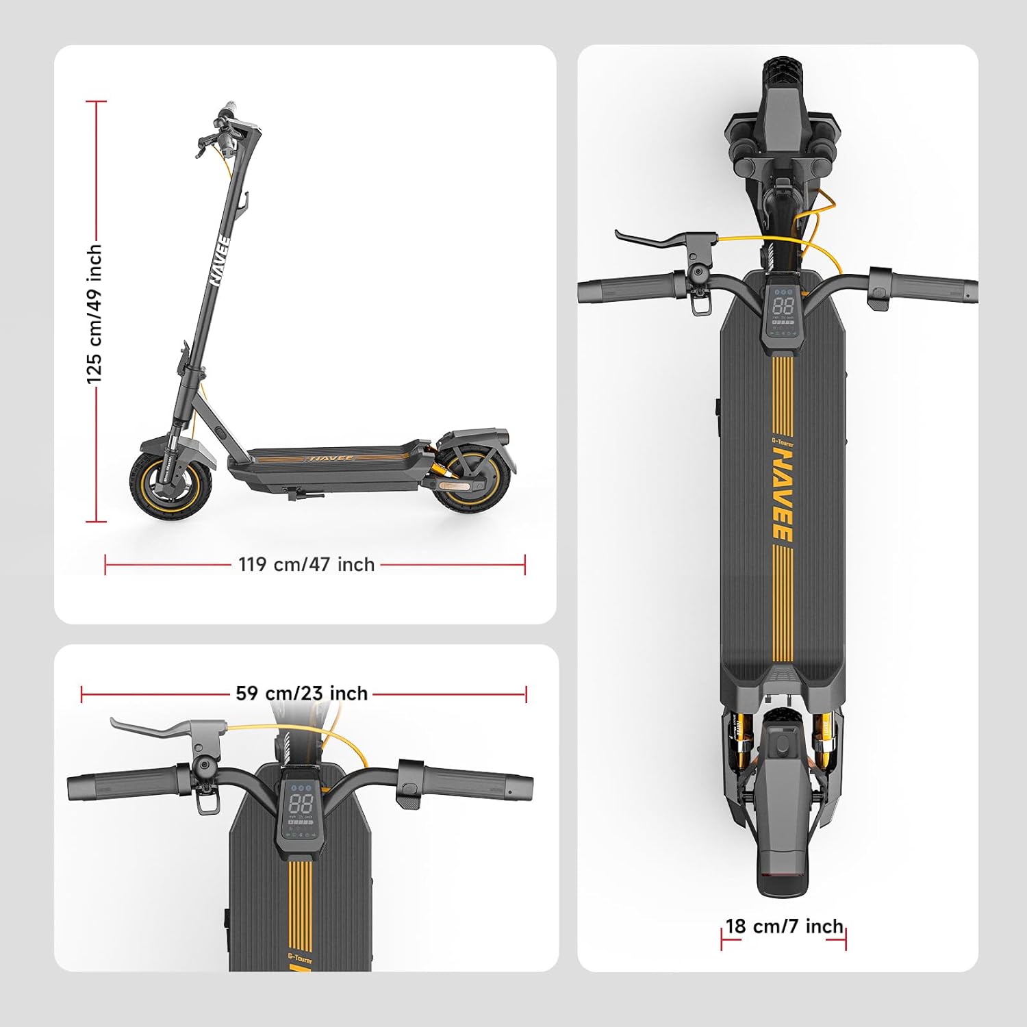 NAVEE GT3 Max E-Scooter ABE Zertifiziert 400W Motor | 75 km Reichweite | Vierfach-Federung NAVEE DE