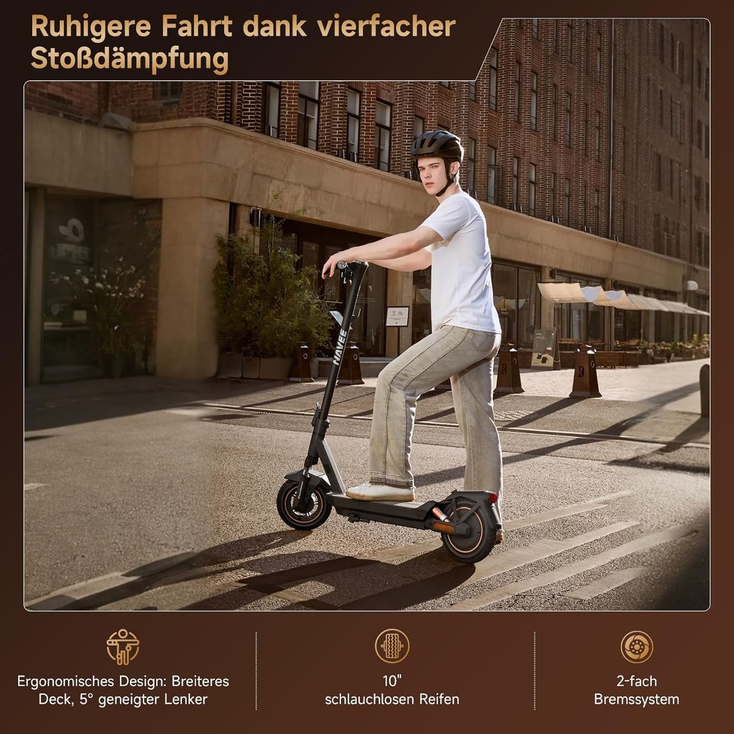 NAVEE GT3 Max E-Scooter ABE Zertifiziert 400W Motor | 75 km Reichweite | Vierfach-Federung NAVEE DE