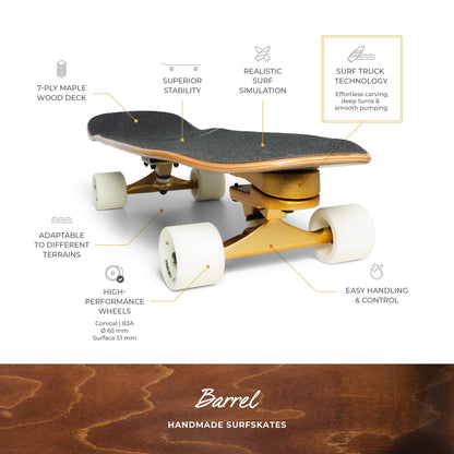 Barrel White Brown Skateboard - Vintage Style Cruiser met Retro Design INDICOM BRANDS SL