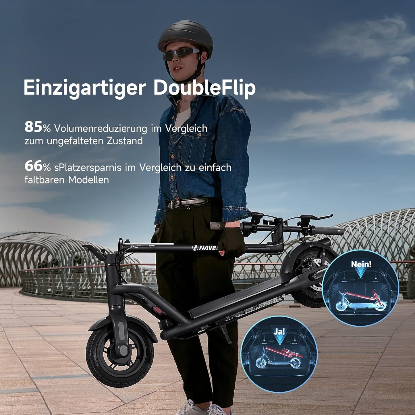 NAVEE N65i E-Scooter ABE Zertifiziert| Patentierte Damping Arm™ Federung  2-Fach faltbar | 65km Reichweite NAVEE DE