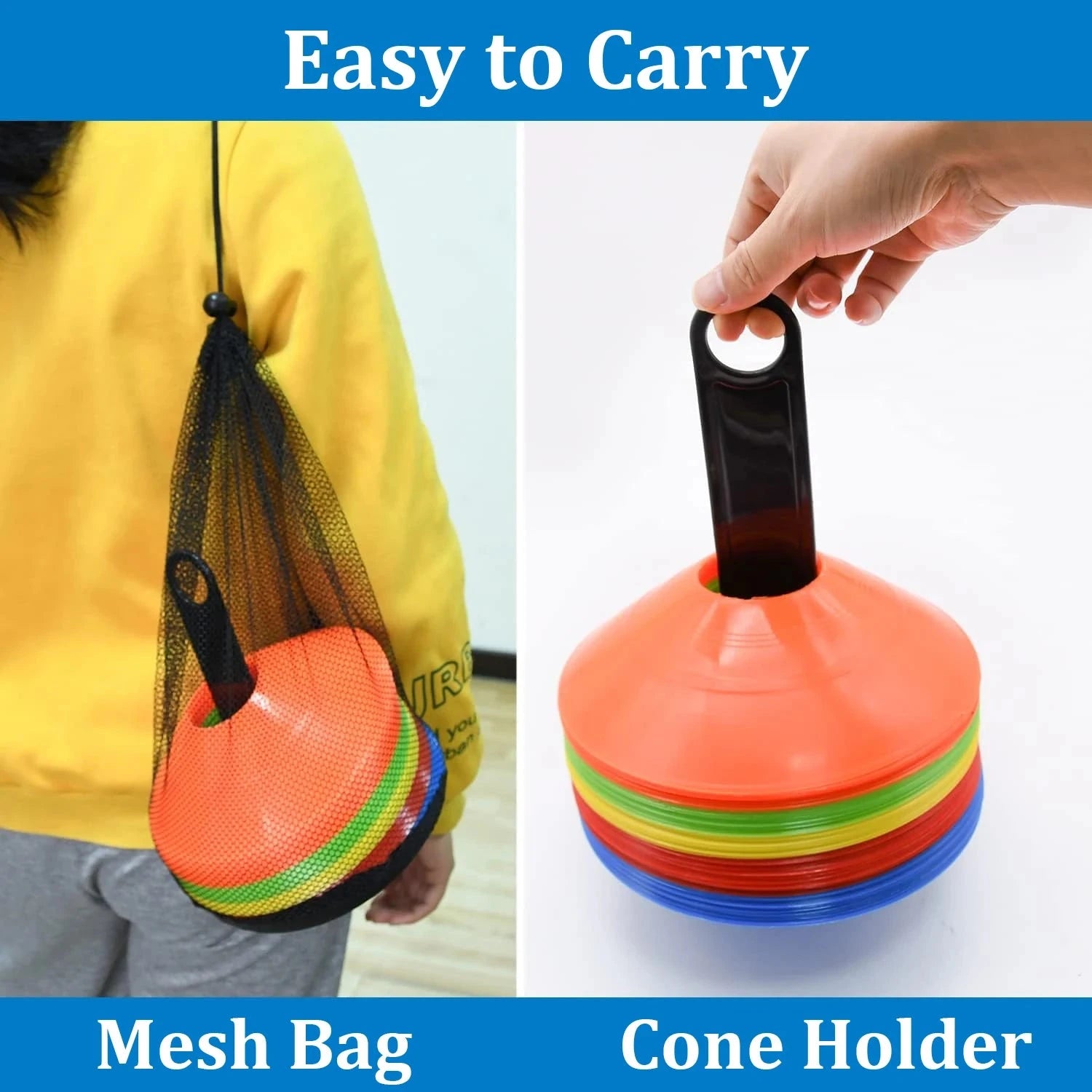 10 Stuks Voetbalkegels met Draagtas & Houder eprolo