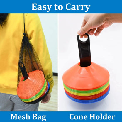 10 Stuks Voetbalkegels met Draagtas & Houder eprolo