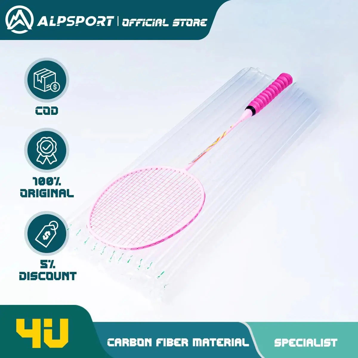 ALP LT 2 stks/partij 100% Koolstofvezel Elastische 4U 30Lbs Racket Offensief en Defensief Professionele Badminton Racket Met Zak eprolo