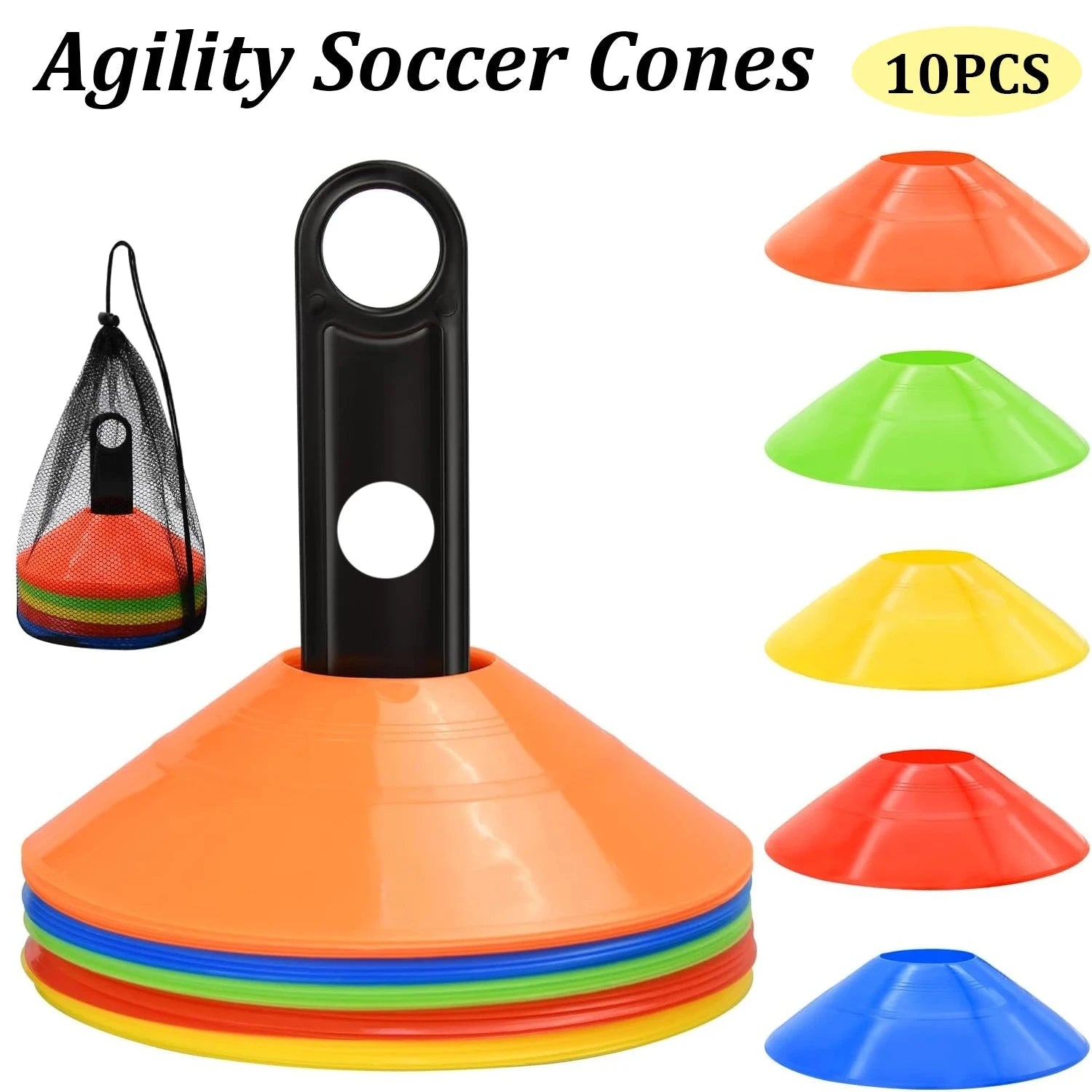 10 Stuks Voetbalkegels met Draagtas & Houder eprolo