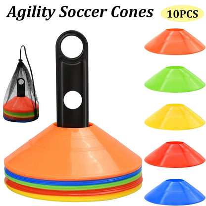 10 Stuks Voetbalkegels met Draagtas & Houder eprolo