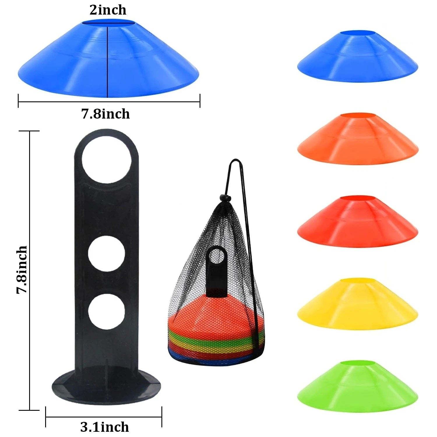 10 Stuks Voetbalkegels met Draagtas & Houder eprolo