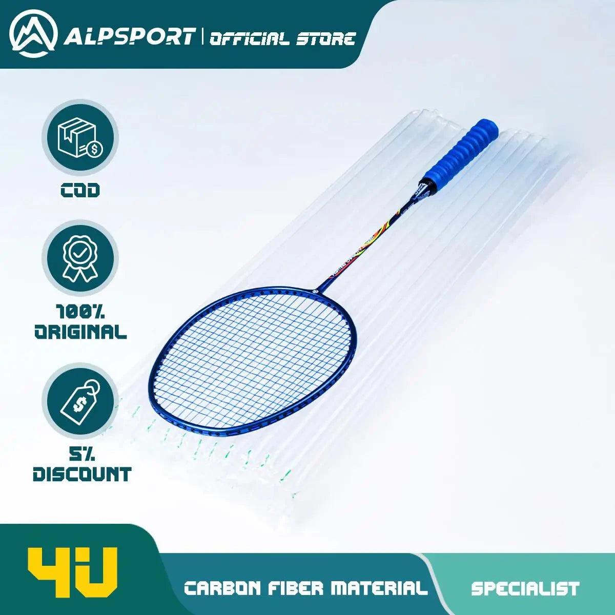 ALP LT 2 stks/partij 100% Koolstofvezel Elastische 4U 30Lbs Racket Offensief en Defensief Professionele Badminton Racket Met Zak eprolo